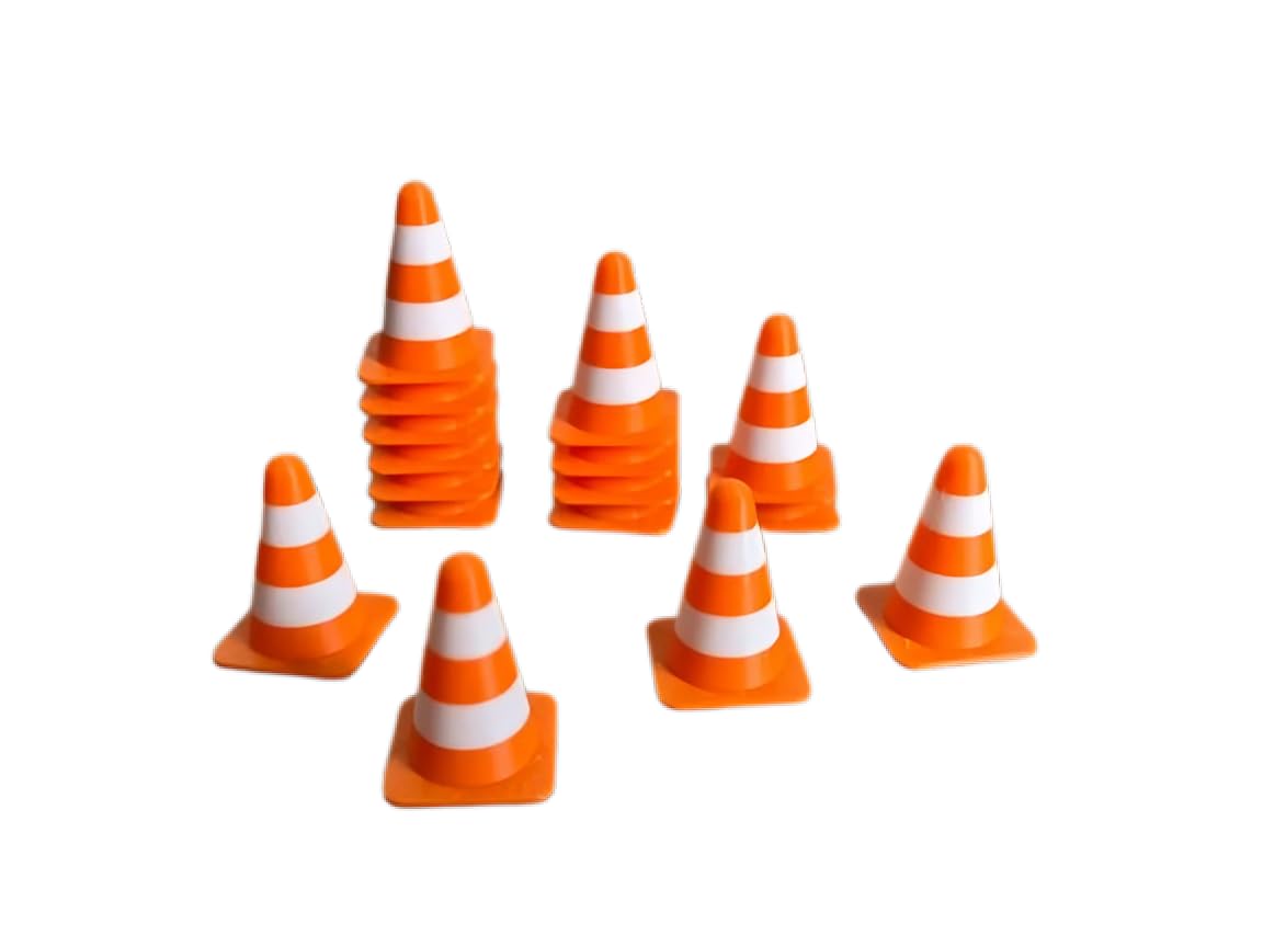 Beoals Mini Traffic Cones for RC Cars, Orange and White Striped, Scale Model Accessories (Pack of 1 Pices 16)-picture-13