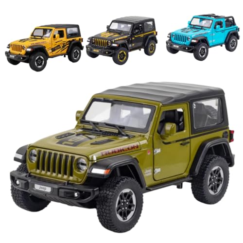 Image of Jeep Wrangler Rubicon 1941 1:32 Model Car with Box, Zinc Alloy Pull Back Toy car with Sound and Light for Kids Boy Girl Gift [Colors as Per Stock] (Jeep Wrangler Rubicon 1941 1:32)