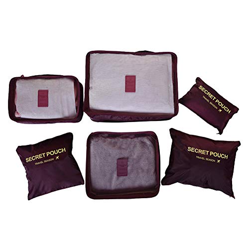Preisvergleich Produktbild Xuxuou 6-teilig Kleidertaschen-Set Koffer-Organizer Aufbewahrungstasche Verpackungswürfel Kleidertasche Packtaschen für Reisen Nach Hause Kleiderschrank (Braun)