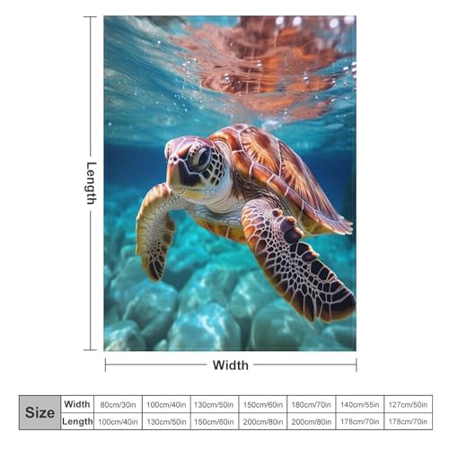 Couverture duveteuse super douce motif tortue de mer grand confort