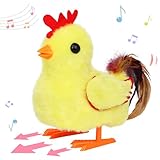 Hopearl Walking Chicken Pet Crow Chick Interactive Electronic Plush Toy Farm Animals Animated Gifts for Toddlers Birthday, Yellow, 8''