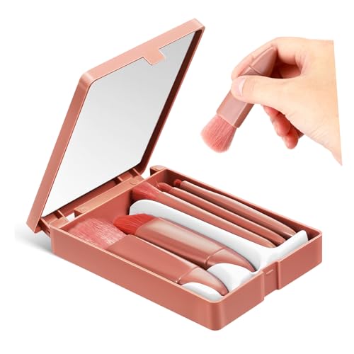 Didiseaon 1 Juego Brocha De Maquillaje Portátil Delineador De Labios Retráctil Pequeño Cepillo De Rubor Líquido Hidratar Pro Esponja Blindaje Tapa Hidratante Rosa Lana De Nailon