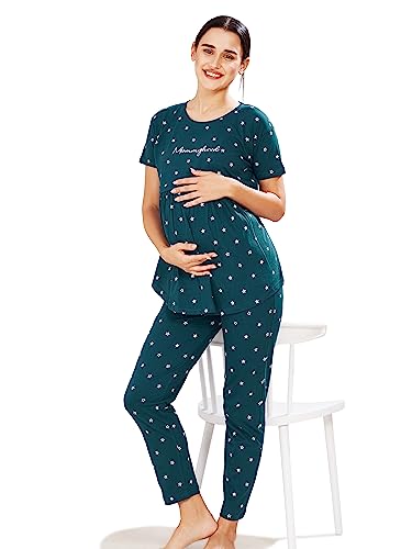 Image of Pastel Clip Women Cotton Star Printed Relaxed Maternity Night Suits for Women Feeding 7002-7003
