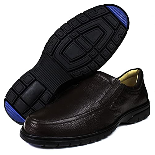 Sapato Social Masculino Confort Bico Redondo Floater Couro cor:Marrom;Tamanho:41
