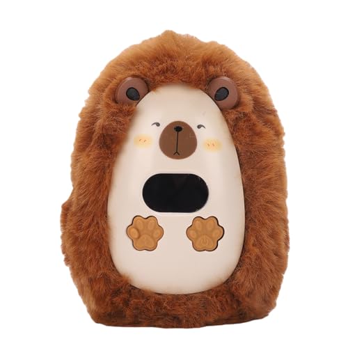 Yctze Calentador de Manos Recargable por USB, Calentador de Manos Eléctrico Portátil, Calentadores de Animales de Felpa con Pantalla Digital para Adultos y Niños, Al Aire Libre y Viajes (Brown)