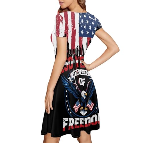 Image of POLERO Sunflower Dress for Women Floral Summer Dresses Short Sleeve Casual Sundresses Midi Dresses