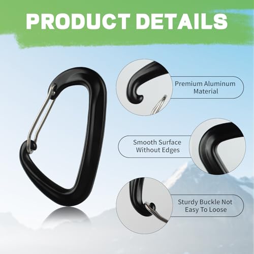12 Stück Ultraleichtes Schwarz-Aluminium-S Form-Doppelkarabiner, 12KN, Mit Schnellverschluss für Draußen, Bergsteiger und Campen