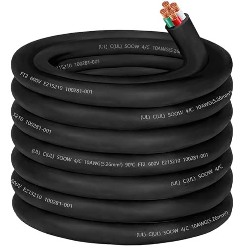 10/4 Wire 10AWG SOOW Wire 10 Gauge,10/4 Portable Power Cable 10...