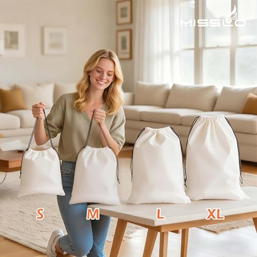 MISSLO Set of 3 Cotton Breathable Dust-proof Drawstring Storage Pouch Multi-functional Bag. Pack 3 S - Image 5