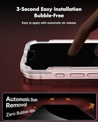 Image of UNBREAKcable Privacy Screen Protector for iPhone 17e, Shatterproof Tempered Glass [True 28Anti Spy] [9H Hardness] [Easy Installation Frame] Private Protector for iPhone 17e 6.1inch-2 Pack