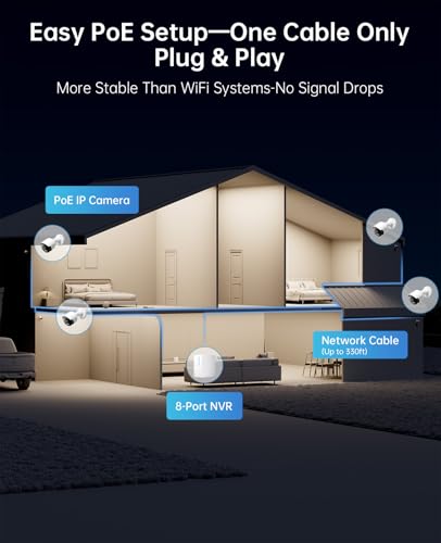 Image of 4K PoE Security Camera System with NVR, 4x 8MP Wired Outdoor Cameras, 24 /7 Local Recording, No Monthly Fees, AI Human & Vehicle Detection, 2TB HDD Included, IP67, for Home & Small Business