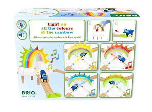 BRIO 36002 Mein erstes Bahn Regenbogen Set - Aufregendes Eisenbahn-Spiel mit kindgerechten Licht- und Soundeffekten - Passend zu Allen Produkten World und empfohlen für Kinder ab 18 Monaten