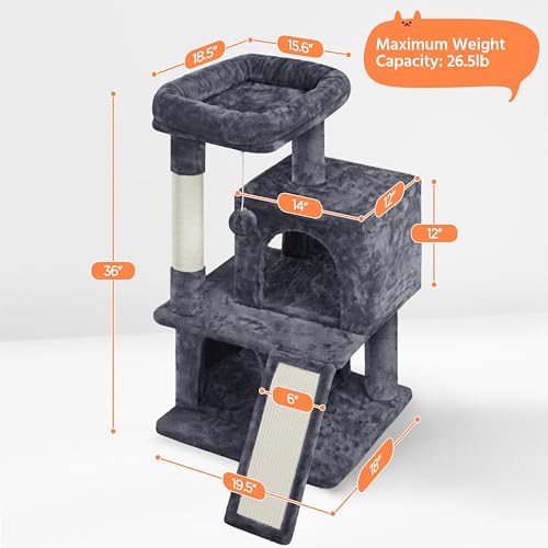 Árbol para Gatos 36in Multinivel con Rascador y Dos Condos miniatura 2