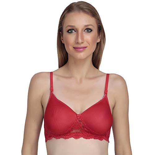 Image of Women Padded Bra - Made of Pure Cotton Full Coverage Non Wired Seamless Pushup Soft Cup for T-Shirt Saree Dress Sports Garment for Daily Use Everyday