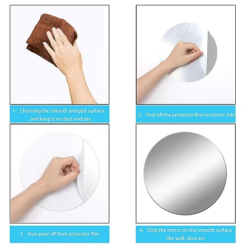 TAIANJI Round Self Adhesive Acrylic Mirror, Large Non Glass Tiles Plate Mirror 30cm for Walls Bathroom Stick on Decorative Mirror - Image 6