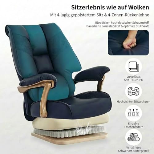 EXCEBET XXL Bürostuhl bis 200kg belastbar, Ergonomischer Chefsessel mit Federkern & Formschaum… – Ansicht 5
