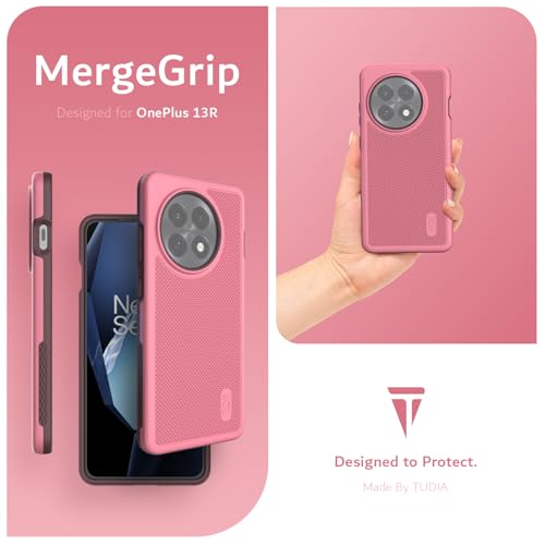 Image of TUDIA [MergeGrip Designed for OnePlus 13R Back Cover 5G (2025) - [Military Grade Drop Tested] Dual Layer Shockproof Slim Rugged Tough Heavy Duty Protective Phone Case - Smokey Pink
