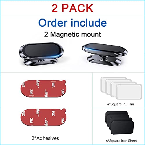 Image of 【2-Pack】 Magnetic Phone Holder for car, [ Super Strong Magnet][ with 4 Metal Plate ] iPhone Magnetic CarMount for Cell Phone, [ 360 Rotation ] Universal Dashboard Adhesive Car Magnetic Phone Mount