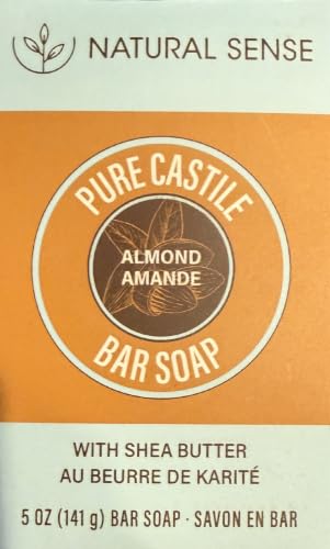 Natural Sense Plant-Based Pure Castile Soap, ALMOND, Sulfate-Free, Paraben-Free, Dye-Free, w-Olive & Coconut Oil and Shea Butter, 5 oz