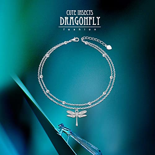 Image of Yearace Anklet for Women S925 Sterling Silver Adjustable Foot Beaded Chain Lotus Flower Claddagh Dragonfly Witches Knot Ankle Bracelet Summer Beach Anklets Jewelry Gift