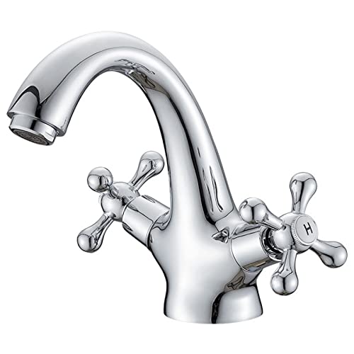 Robinet de lavabo en laiton vintage chic à 2 poignées pour salle de bain