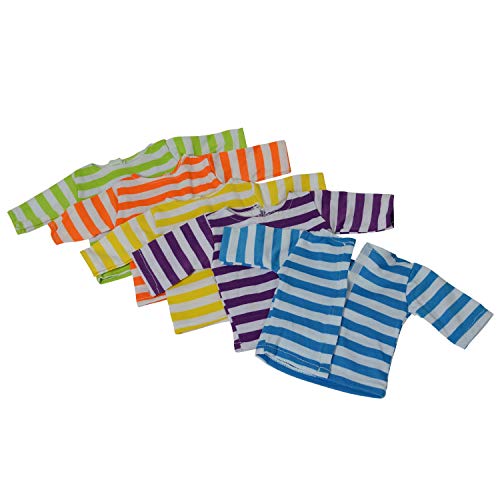 THE NEW YORK DOLL COLLECTION Muñecas Set de 10 Sólido De Colores A Rayas Largo Manga Camisetas Atuendo para Moda Niña Muñecas - Encaja 18 Pulgadas / 46 cm Muñecas - Muñeca Ropa - Muñeca Accesorios