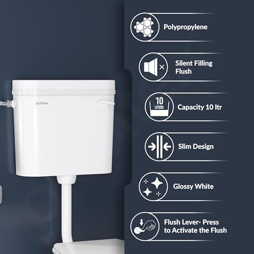 Image of Plantex Flush Tank for Toilet /Single Flushing Cistern for Bathroom with 10 Ltr Water Capacity /Polypropylene Toilet Flush Tank - Pack of 1 (Classic, White)