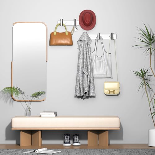 Image of VAEHOLD Hat and Coat Wall Mount Rack - Hooks for Robes, Bags, Keys, and Towels - Bathroom Towel Hanger Organizer (Polished Chrome, inchT inch Shape 3 Hooks 1 Pack)
