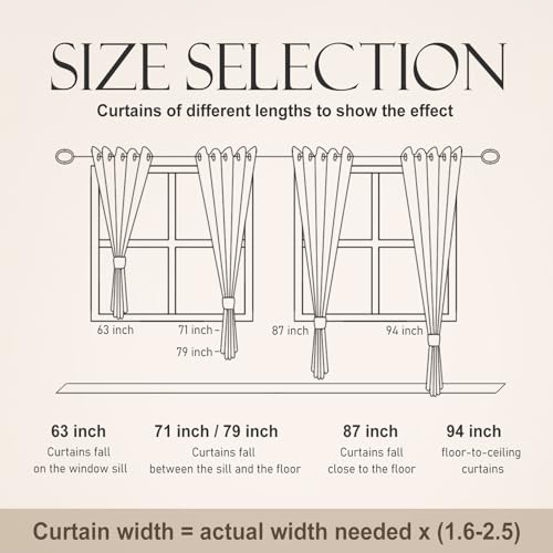 Image of ISAENNE Designer French Linen Printed Curtain,2 Panels,79 inchx53 inch-Serenity G