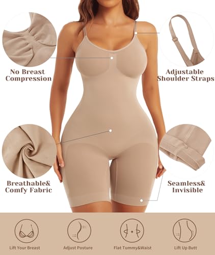 EUYZOU Shapewear Bodysuit for Women Tummy Control Seamless Sculpting Body Shaper Top2