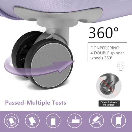 LARVENDER Luggage Sets 3 Piece, Hardside 20 Inch Carry on Luggage Airline Approved Suitcase Set with Spinner Wheels TSA Lock, Lightweight Rolling Suitcase for Men and Women, Lavender