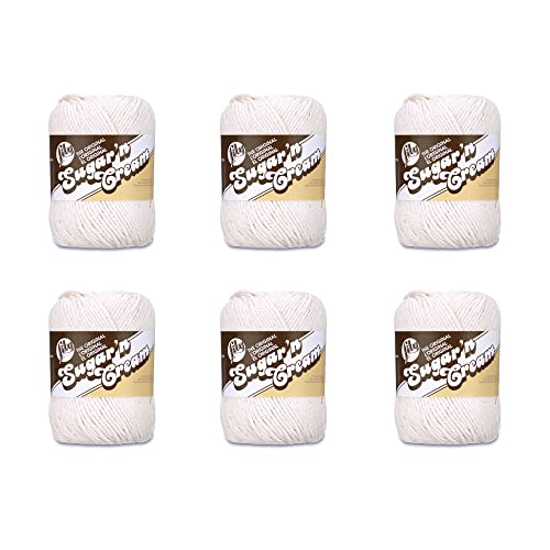 Lily SugarN Cream Ecru Yarn - 6 Pack of 71g/2.5oz - Cotton - 4 Medium (Worsted) - 120 Yards - Knitting/Crochet