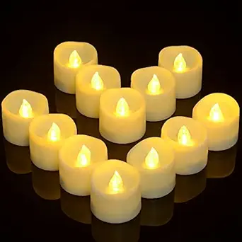 Yme 12pcs LED Tealights with Timer, Flameless Flickering Tea Lights Candles Battery Operated for Home Table Centerpieces Festival Seasonal Decoration, Bright Warm White