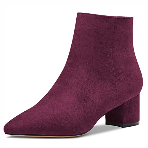 Castamere Women Chunky Block Low Kitten Heel Close Pointed Toe Ankle Boots Short Bootie Slip-on Zipper Office Classic Dress Boots2