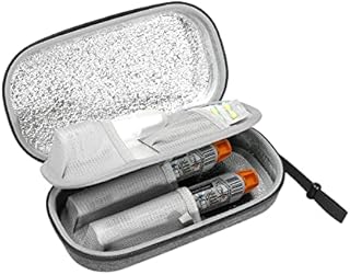 RLSOCO Hard EpiPen Carry Case - Insulated-Medication Waterproof Bag for Allergy and Asthma-Holds 2 EpiPens, Asthma Inhaler, Anti-Histamine, Auvi-Q Medical Accessories(Case Only)(Grey)