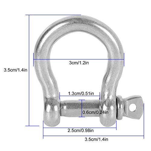 YOUNTHYE 20 PCS Stainless Steel M6 Screw Shackle 1/4 Inch Chain Shackle Bow Shackle Clevis Heavy Duty Screw Pin Shackle for Anchor, Towing, Off Road Recovery - Thumbnail 2