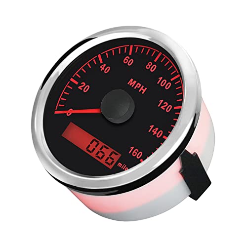 Image of ELING Warranted 160 MPH Car Motorcycle GPS Speedometer Odometer Gauge for Auto Motorbike Tractor Truck with Backlight 3 3 /8 inch 12VDC 24 Volt