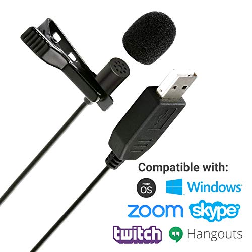 Movo M1 USB Lavalier Lapel Clip-on Omnidirectional Microphone for Laptop, PC and Mac