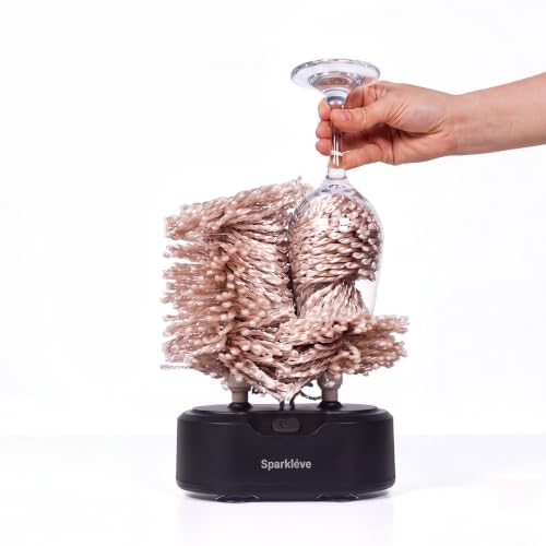 Home Glassware Polisher Worlds First Affordable Spinning Glass Polisher 600 RPM Dries Polishes All Glasses Wine Bar Drinking Wet Glass and Spin For Sparkling Glassware Black Classic Matte