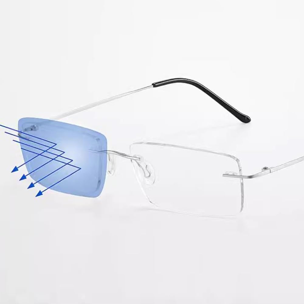 Gafas de Lectura Sin Montura Corte de diamante Gafas Rectángulo Multifocales Gafas de lectura Hombre Gafas de computadora HD Lentes