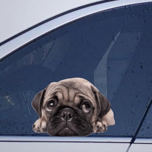 FASTLATE 2 Piezas Pug Pegs Pegs Pug Pug Pug Dog Cart Decal Window Decal Animales Divertidos Amantes De Perros Pet Decal De Vinilo Die Cut Cortal