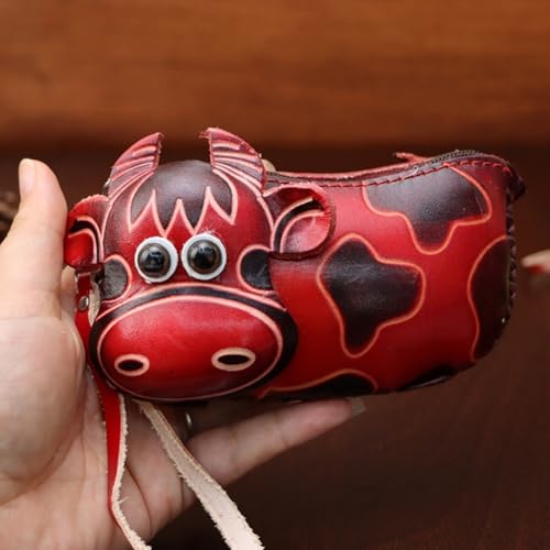 Porte-clés compact vache marron doté de poches spacieuses de rangement