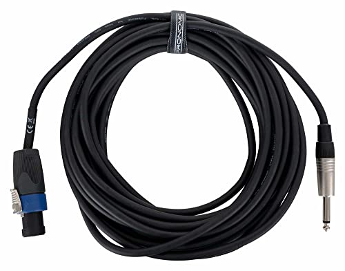 PLUGGER Lautsprecherkabel – 15 Meter Mit 6,35mm Klinkenstecker Und Speakon-Stecker, 2x1,5mm², Schwarz
