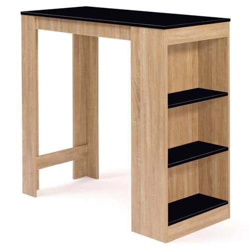 IDMarket Barth Bartisch für 2 bis 4 Personen, Holzoptik, Buche-Optik, schwarze Platte