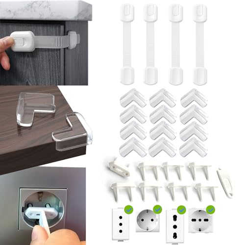 🔵【𝙁𝙤𝙧𝙩𝙚 𝘼𝙙𝙚𝙨𝙞𝙤𝙣𝙚】- Questo set di ferma chiusure sicurezza bambini è dotato di nastro adesivo resistente, può essere fissato saldamente a quasi tutte le superfici asciutte, senza lasciare residui dopo la rimozione e non danneggerà i mobili o le pareti .
