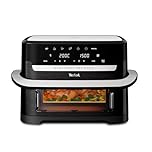 Tefal Easy Fry Flexi, Digital Air fryer, Large Single Drawer with Divider & Viewing Window, 9L GiantZone or Dual 5.5L + 3.5L, Air Fry, Extra Crisp, Roast, Bake, Reheat, Dehydrate, EY9228G1 - Black