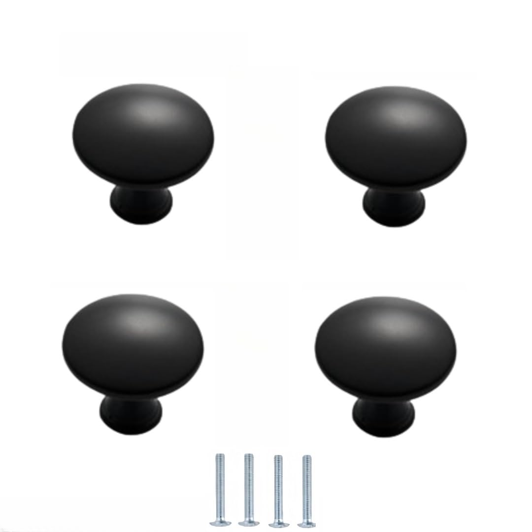 NLQCSXWEP Zinc Alloy Cabinet Bow Handle, Zinc Alloy Handles 4 Pack Single Hole Knob for Cabinet Door Drawer Wardrobe Multicolor(Single Hole-Matte Black)