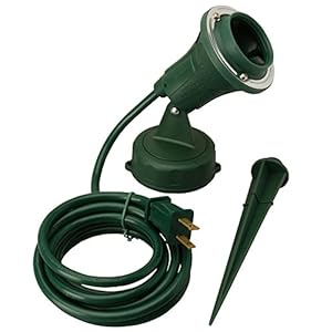 Woods Outdoor Floodlight Fixture With Stake (6-Feet cord; 120V; Green)