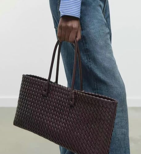 2 Pcs Slouchy Woven Basket Hobo Bags Women PU Leather Crescent Crossbody Purses Underarm Shoulder Bag Tote Handbag 20252