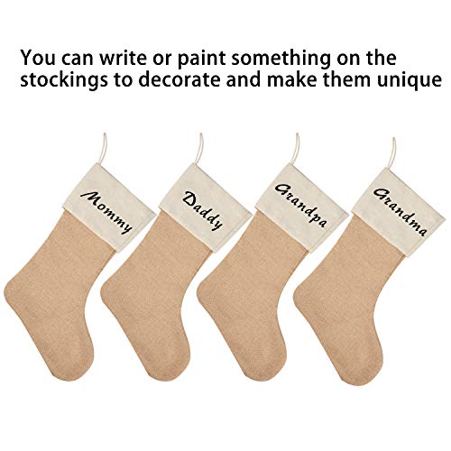 Livder 4 Pack Burlap Christmas Stockings Fireplace Hanging Stockings For Christmas Decoration Diy Craft (Flaxen) #TOP4